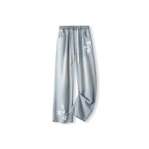 Qnxeey Светло-синие Унисекс Джинсы