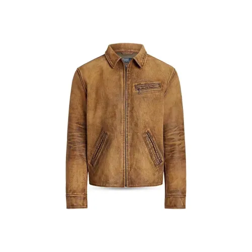 Polo Ralph Lauren Кожа Куртка Мужская Карамельный Коричневый