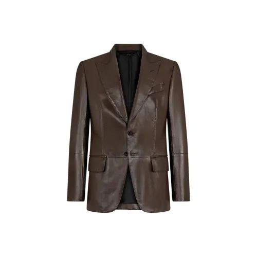 TOM FORD SS24 Кожа Куртка Мужская Шоколад