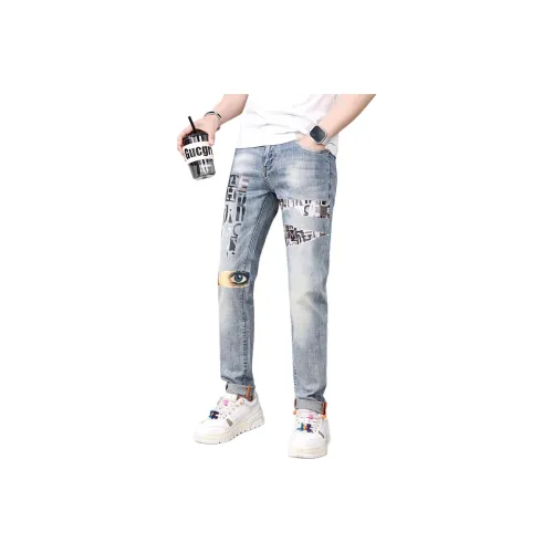 UOOHE Синие Унисекс Джинсы