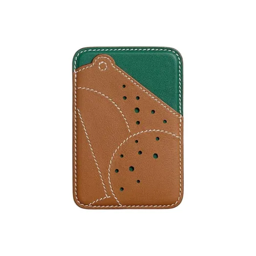 HERMES MagSafe Swift Телячья кожа Держатель для карт Женский Средний зеленый и золотой