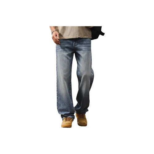 JIELEINUO Синий Мужской Джинсы