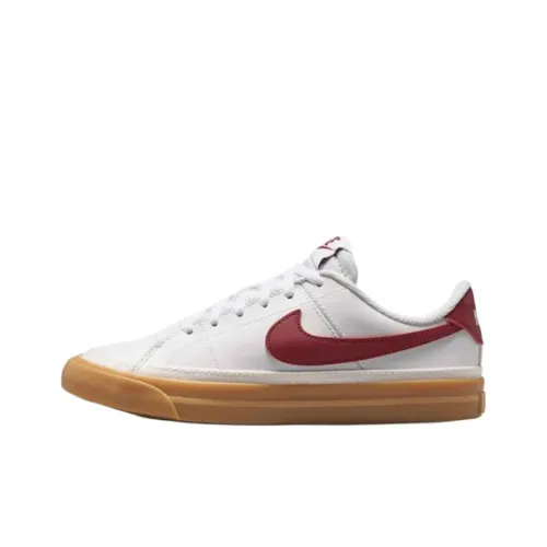 Nike Court Legacy Slip Resistant Abrasion Resistant Low Топ Детские Скейтбординги Белый Резиновый Желтый Командный красный