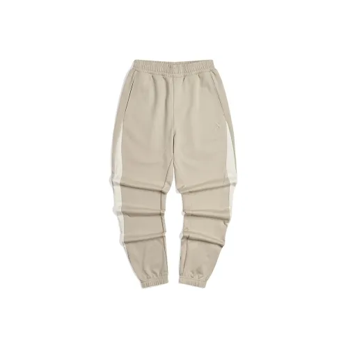 XTEP Вязаные тренировочные штаны мужские светло-льняные белые из хлопка