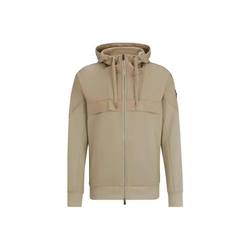 Hugo Boss Обычный крой ZIP UP Толстовка Из Смешанных Материалов Куртки Пальто Мужской Светлый Умбра