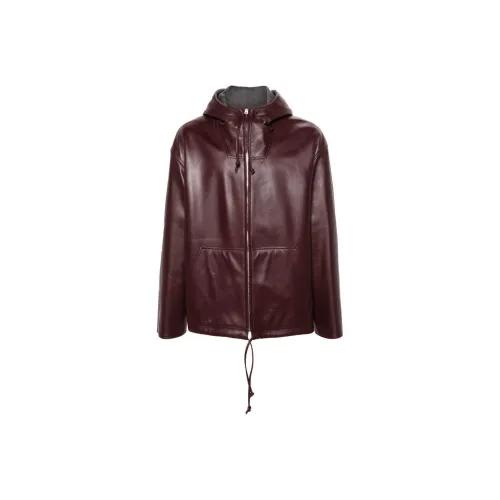 Bottega Veneta SS24 Кожа Куртка Мужская Красно-Коричневая