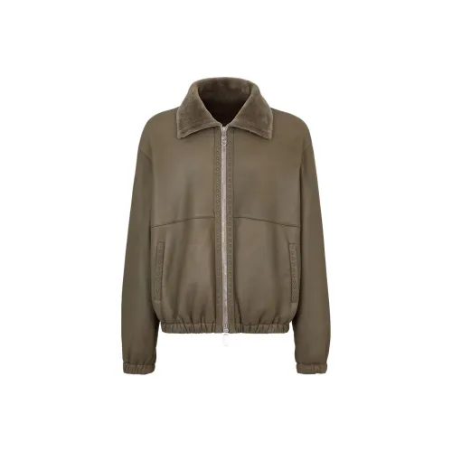 FENDI FW24 Кожа Куртка Мужская Серого цвета