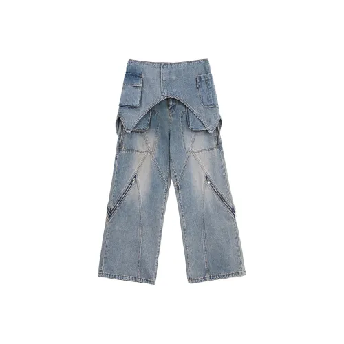 VANN VALRENCÉ Джинсы Унисекс Джинсовый Синий