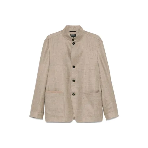 Zegna SS25 Куртки и Пальто Мужской Бежевый