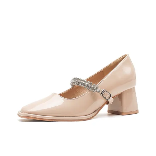 Bamiti Квадратный каблук Mary Jane обувь 5 см женская
