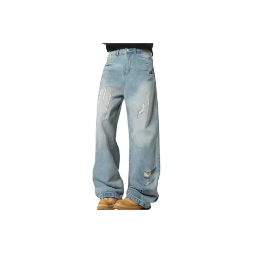 YEARNED Небесно-голубые унисекс джинсы