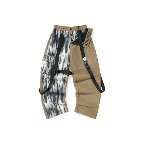 GENANX Прямой крой Брюки Повседневные Унисекс Хаки