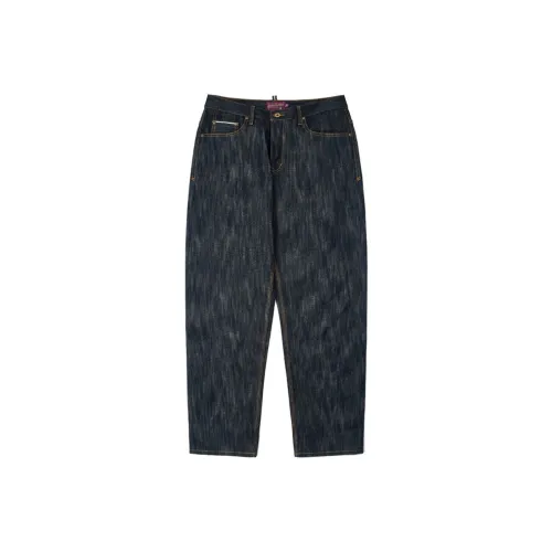 TEKABLU Джинсы Мужские Сырой Деним Синий