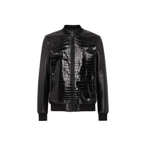 PHILIPP PLEIN Черные Мужские Кожаные Куртки
