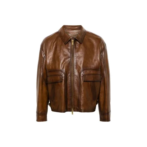 Golden Goose Умбра Мужские Кожаные Куртки