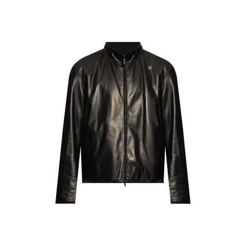GIORGIO ARMANI SS24 Кожаная куртка мужская черная