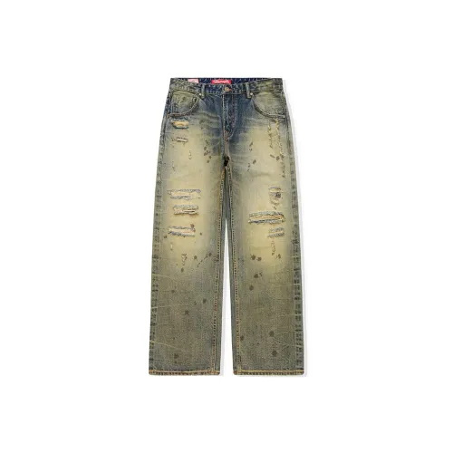 DABAISHA Джинсы Мужские Винтаж Желтый