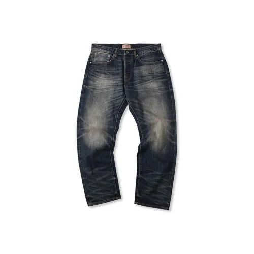 KORAKUBLUE Джинсы Унисекс Выстиранный Синий