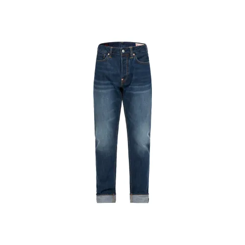 EVISU Seagull And Kamon Тисненый Морковный Форма Джинсы Мужской Темно-синий