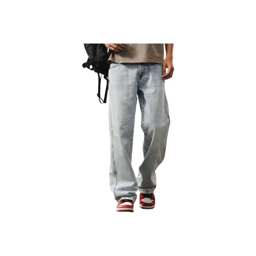 JIELEINUO Джинсы Мужские Светло-Синие