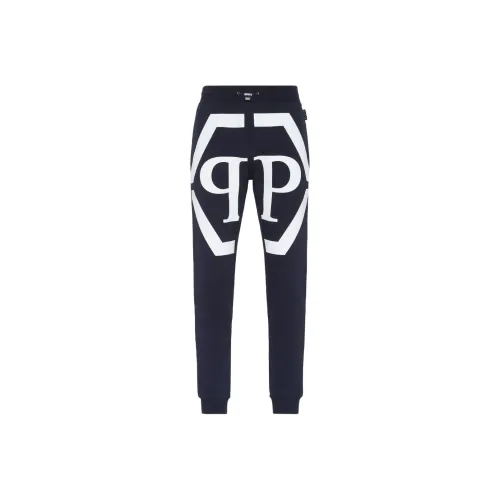 PHILIPP PLEIN Темно-синие мужские вязаные тренировочные штаны