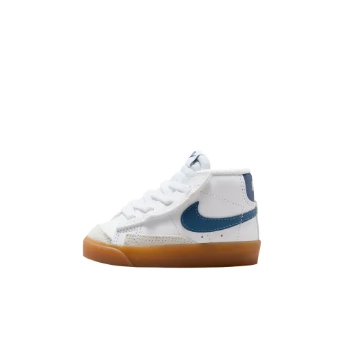 nike Blazer Mid 77 Противоскользящая Устойчивая к истиранию MID Топ Обувь для малышей Белый Синий Infant And Toddler