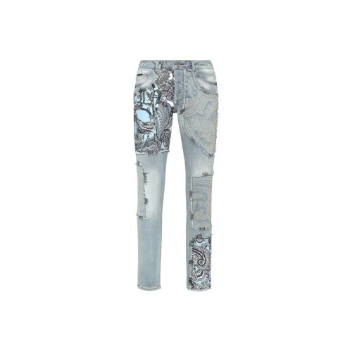 PHILIPP PLEIN Светло-синие мужские джинсы