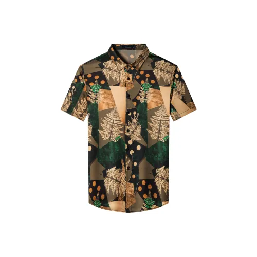 PIERRE CARDIN Рубашка Мужская Изумруд Золото Иллюзия Платье