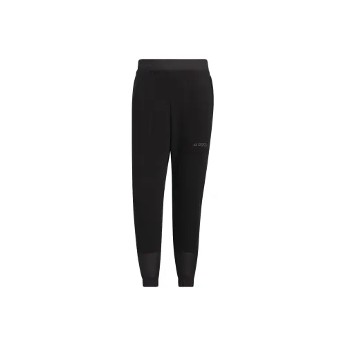 Adidas Флис Joggers Эластичные манжеты Вязаные тренировочные штаны Мужские Черные