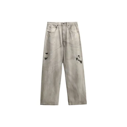 ZENGZHI Джинсы Унисекс Белый Грязь