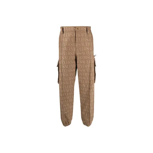 VERSACE Вязаные тренировочные брюки мужские коричневые