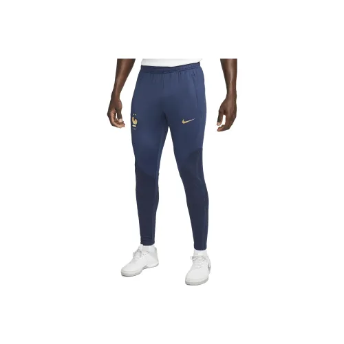 Nike Темно-синие мужские вязаные тренировочные штаны