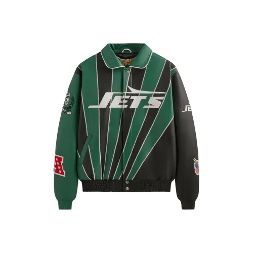 KITH x NFL FW24 Jeff Hamilton Jets Кожа Varsity Leather Куртка Мужская Зеленая