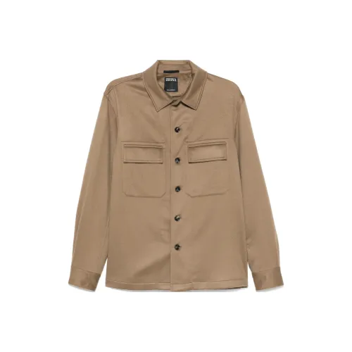 Zegna FW24 Кожаная Куртка Мужская Средняя Коричневая