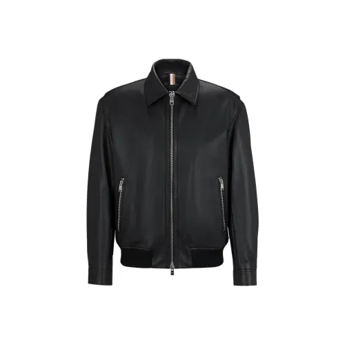 Hugo Boss FW24 Кожа Куртка Мужская Черная