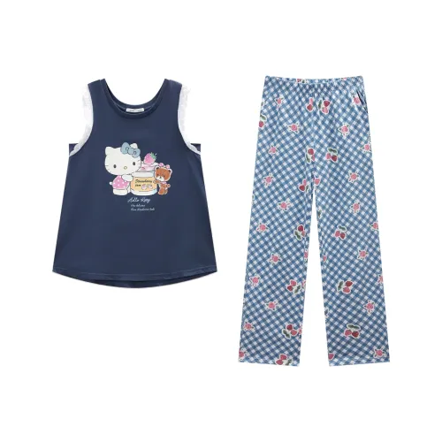 GUKOO x Hello Kitty Sanrio Series Пижамный комплект Женские Rich Blue