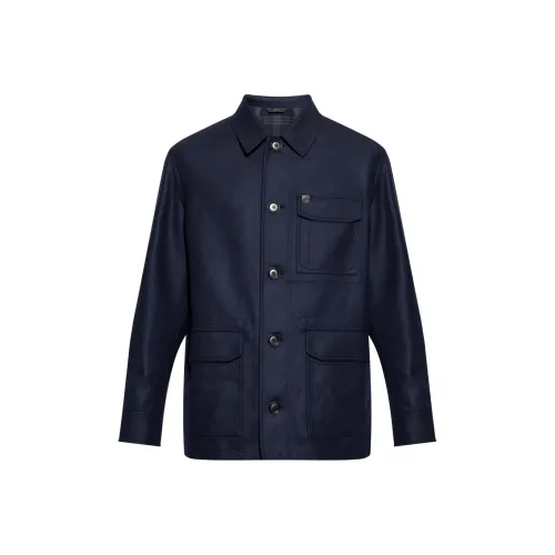 BRIONI SS24 Куртки и Пальто Мужской Морской Синий