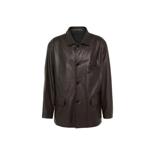 Lemaire Кожа Куртка Мужская Коричневая