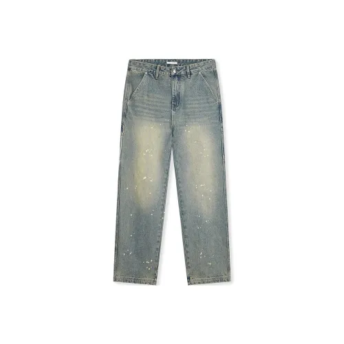 Безшовный крой, синий, унисекс, джинсы