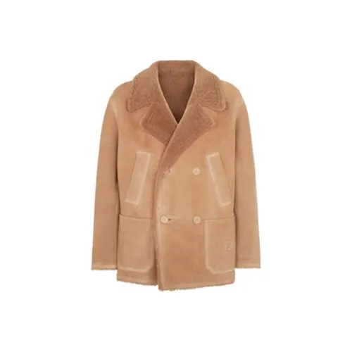 FENDI Кожа Куртка Мужская Коричневая