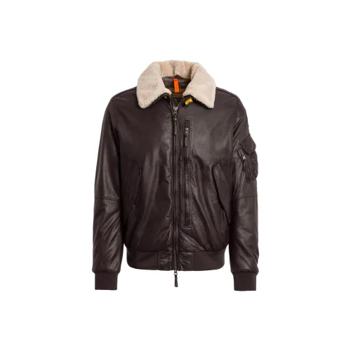 PARAJUMPERS Кожаная куртка мужская цвет обсидиан серый