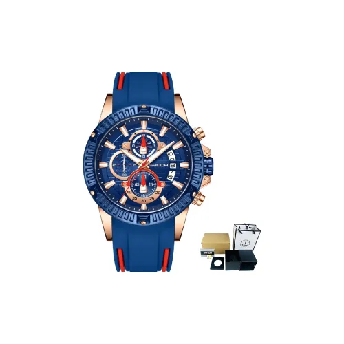 Sanda Кварцевый механизм силиконовый ремешок мужские часы черный циферблат