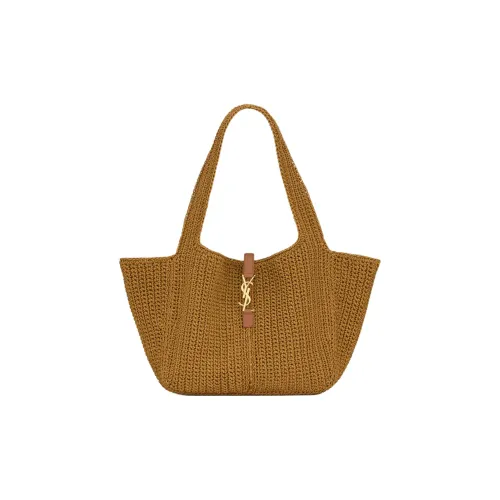 SAINT LAURENT LE5A7 Linen Tote Bag Shopping Bag Shoulder Bag Women's Natural Brown