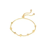 [Теплый Золотой] Браслет с круглыми бусинами, матовый финиш