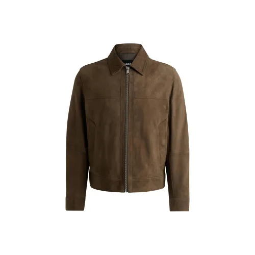 Hugo Boss Кожа Куртка Мужская Коричневая