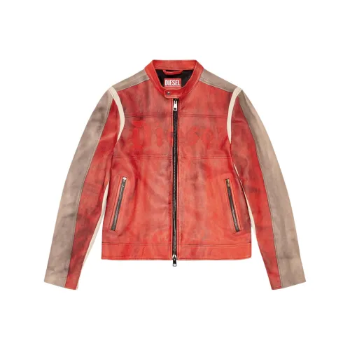 DIESEL FW24 Кожа Куртка Мужская Красная