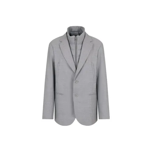 EMPORIO ARMANI Бизнес-костюм Хлопковый пуховик Мужской Серый