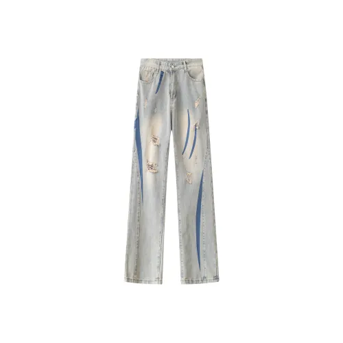 SAME FLOW Джинсы Унисекс Желтый Грязь Синий