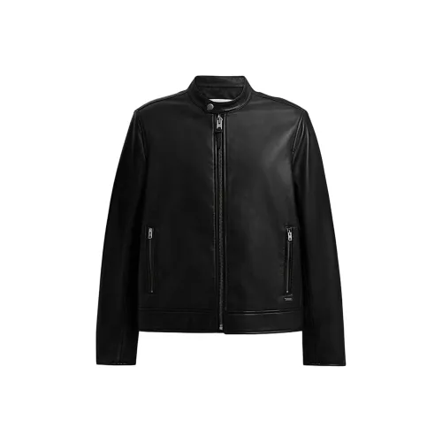 COACH FW24 Кожа Куртка Мужская Черная