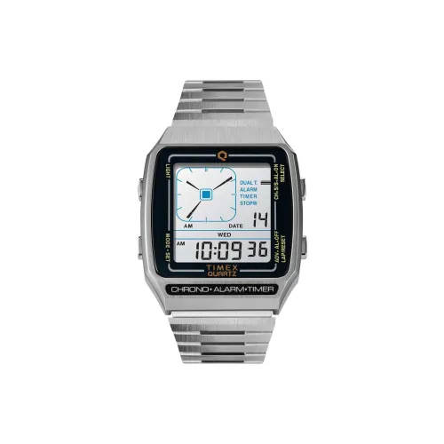 TIMEX Мужские часы Кварцевый механизм Ремешок из нержавеющей стали 32,5*9 мм Серый циферблат